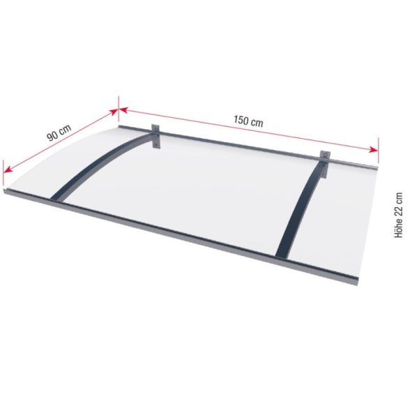 150x90 ezüst előtető 3mm akril