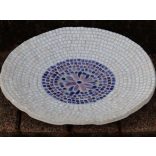 Fehér, lila kerámia tál 33cm átmérő