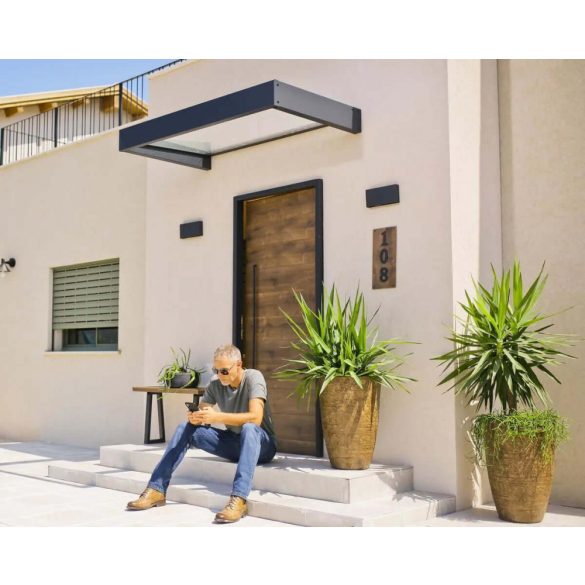 Előtető Palram Sophia 1600, polikarbonát tetőpanellel, alumínium szerkezettel