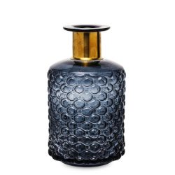 Üveg váza szürke arany 21,5x12cm