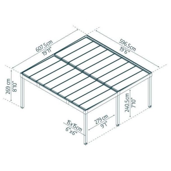 Dupla kocsibeálló fémből - Oslo 6x6m