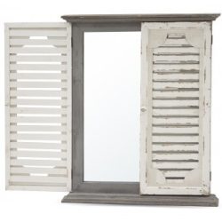 Fali tükör zsalugáteres fehér, barna 58,5x71cm