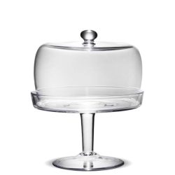 Üveg tároló búrával magas talpon 24,5x20,5cm