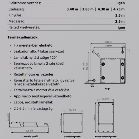 Bioklimatikus pergola 350cm Compact