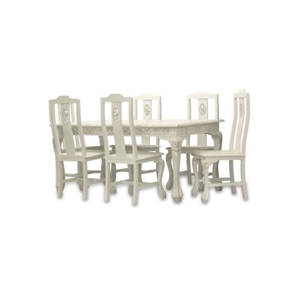 Étkező asztal 6 székkel krémszínű