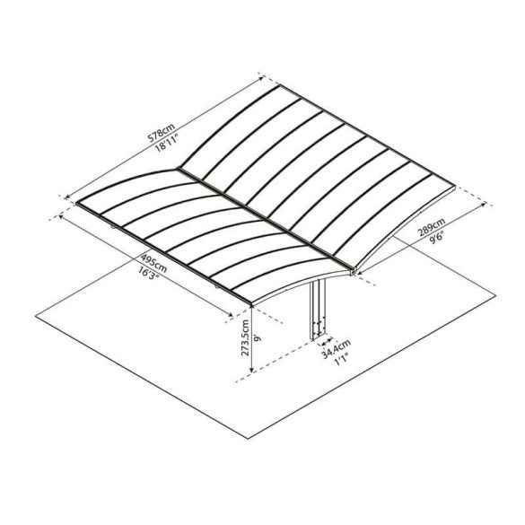 Nyitott kocsibeálló fémből Arizona 5000 Wave-dupla