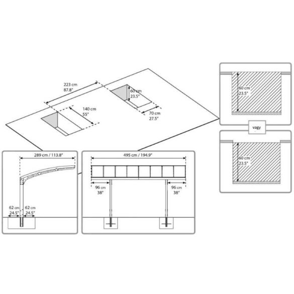 Nyitott kocsibeálló fémből Arizona 5000 Wave-dupla