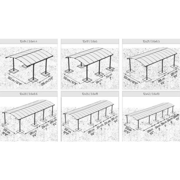 Nyitott kocsibeálló fémből Arcadia 5000 Palram