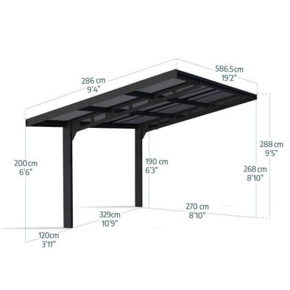 Fedett kocsibeálló Sydney 6x3m