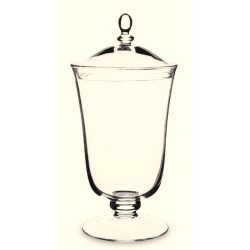 Üveg tároló fedéllel magas talpon 37x18cm