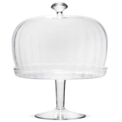 Üveg tortatál búrával magas taplon 32x25,5cm