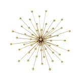 Arany fali dekoráció sugaras gömb 43x43cm