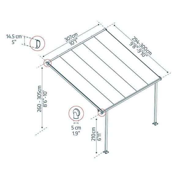 Feria terasztető 3x3m