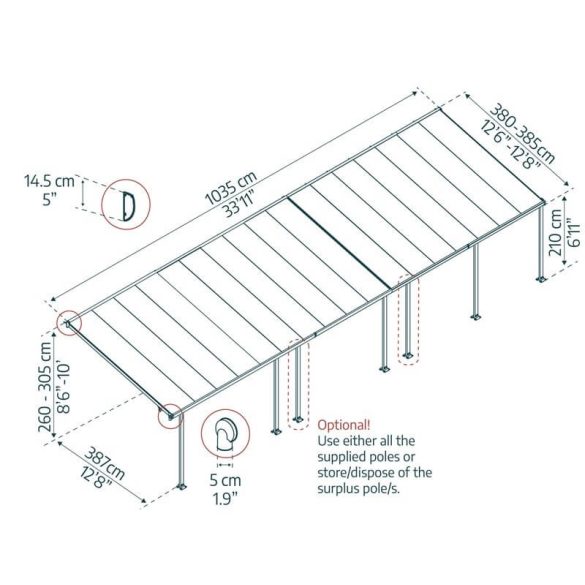 Teraszfedés fémből - Feria 4x10,3m