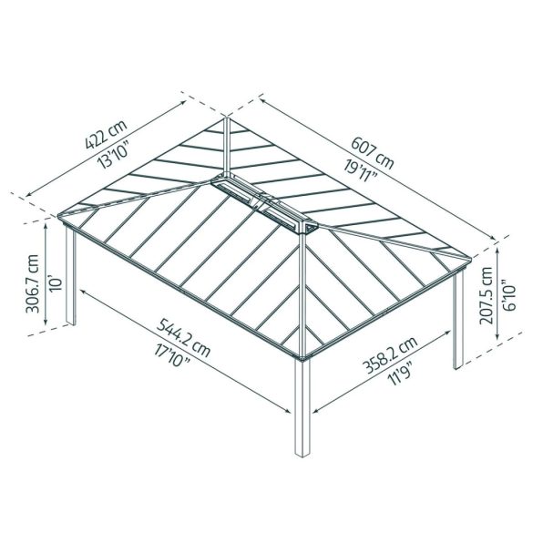 Prémium kerti pavilon 607cm