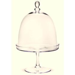 Üveg tortatál magas búrával magas taplon 36x22cm