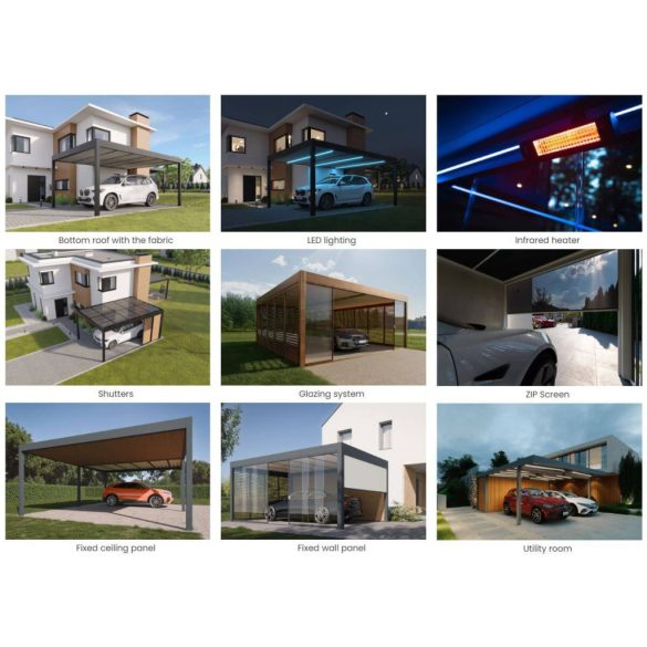 Fedett gépkocsi beálló tárolóval 4x7m