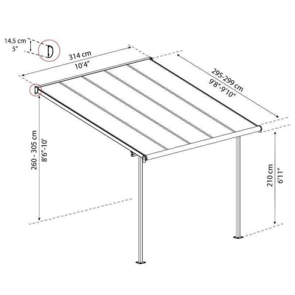 Teraszfedés fémből, teraszfedés Capri 300x300cm