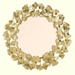 Kör alakú fali tükör arany ginkgo 90x90cm