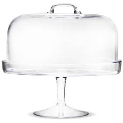 Üveg tároló búrával magas talpon 31x34cm