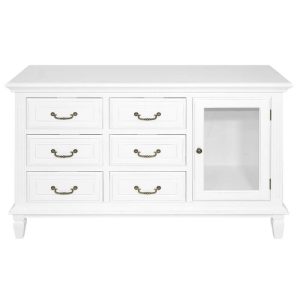 Klasszikus komód 6 fiókkal, 1 ajtóval fehér színű 76x120x45cm Klasszikus komód 6 fiókkal, 1 ajtóval fehér színű 76x120x45cm