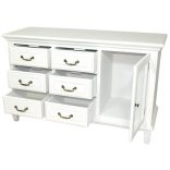 Fehér komód 6 fiókkal, 1 ajtóval 76x120x45cm