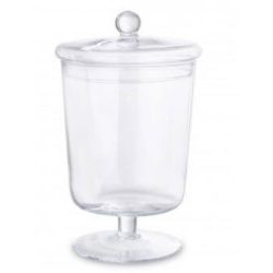 Üveg tároló fedéllel magas talpon 37x18cm