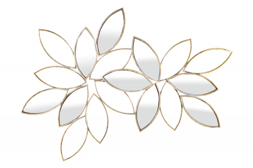 Arany fali dekoráció tükör virág szirmok 92x72cm